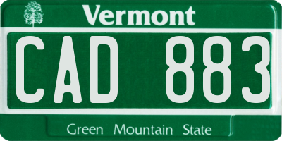VT license plate CAD883
