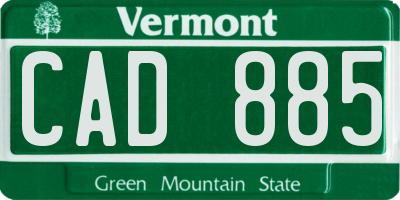 VT license plate CAD885