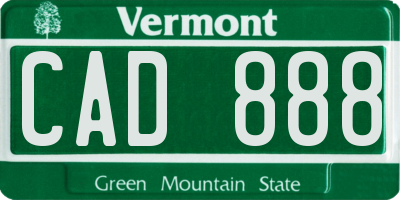 VT license plate CAD888