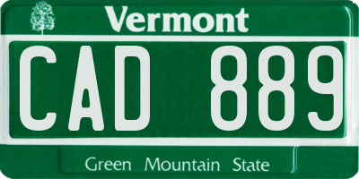 VT license plate CAD889