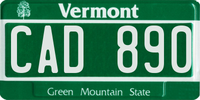 VT license plate CAD890