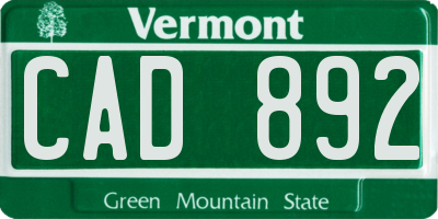 VT license plate CAD892