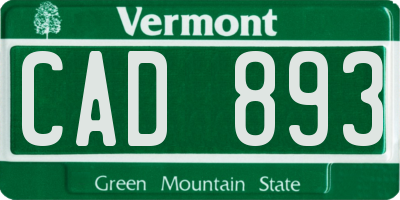 VT license plate CAD893