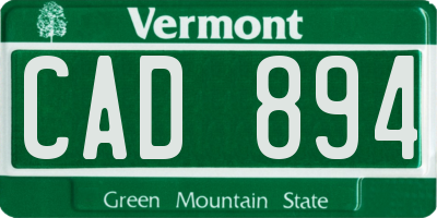 VT license plate CAD894