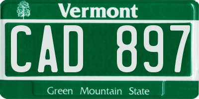 VT license plate CAD897