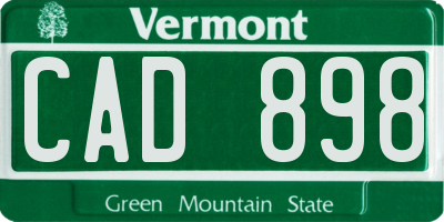 VT license plate CAD898