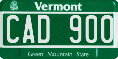 VT license plate CAD900