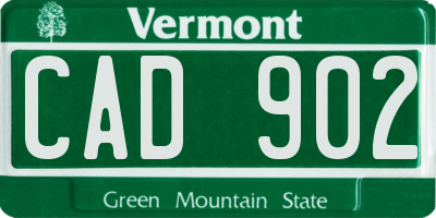 VT license plate CAD902