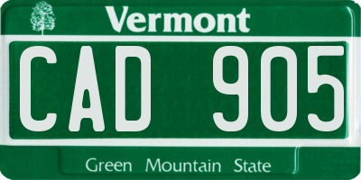 VT license plate CAD905