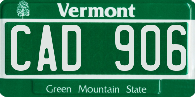 VT license plate CAD906