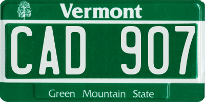 VT license plate CAD907