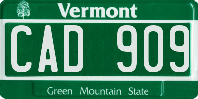 VT license plate CAD909