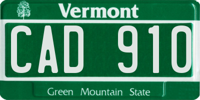 VT license plate CAD910