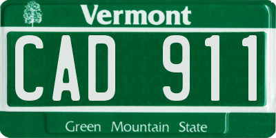 VT license plate CAD911