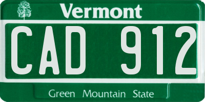 VT license plate CAD912