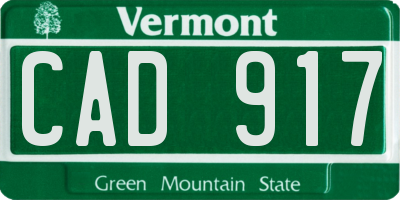 VT license plate CAD917
