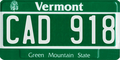 VT license plate CAD918