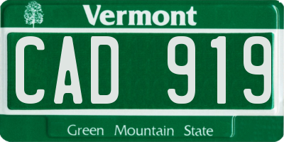 VT license plate CAD919