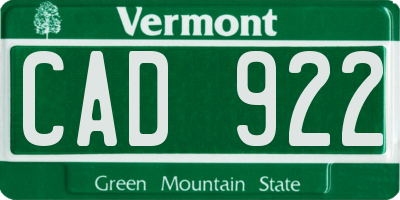 VT license plate CAD922