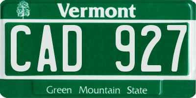 VT license plate CAD927