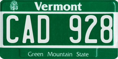 VT license plate CAD928