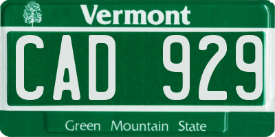 VT license plate CAD929