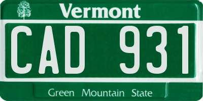 VT license plate CAD931