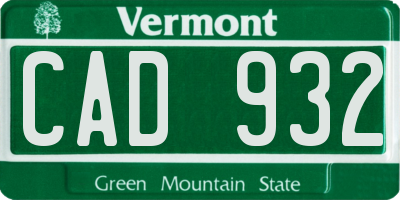 VT license plate CAD932