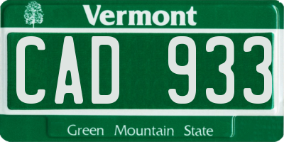 VT license plate CAD933
