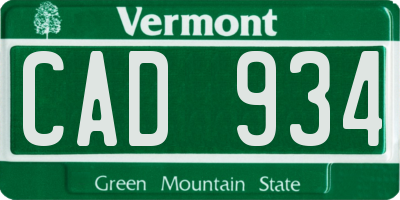 VT license plate CAD934