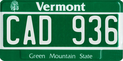 VT license plate CAD936