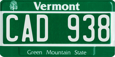 VT license plate CAD938