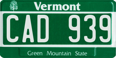 VT license plate CAD939