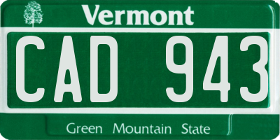 VT license plate CAD943