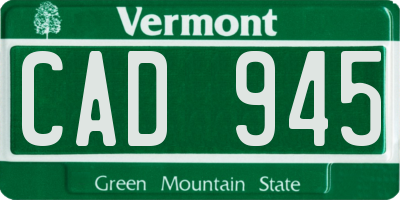 VT license plate CAD945