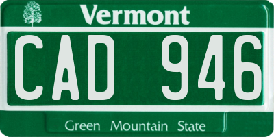 VT license plate CAD946