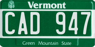VT license plate CAD947