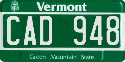 VT license plate CAD948