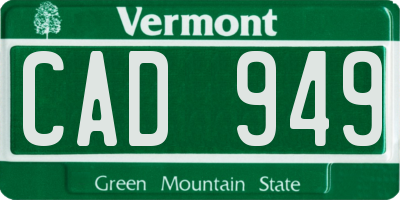 VT license plate CAD949
