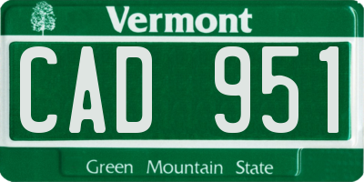 VT license plate CAD951