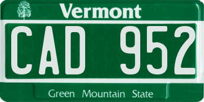 VT license plate CAD952