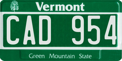 VT license plate CAD954