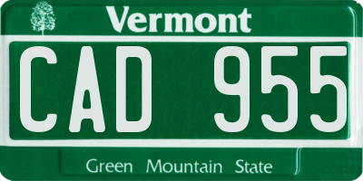 VT license plate CAD955