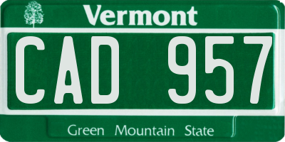 VT license plate CAD957