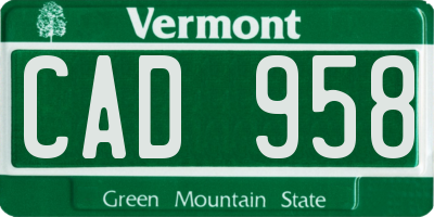 VT license plate CAD958