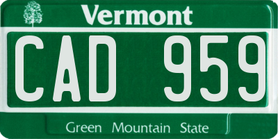 VT license plate CAD959