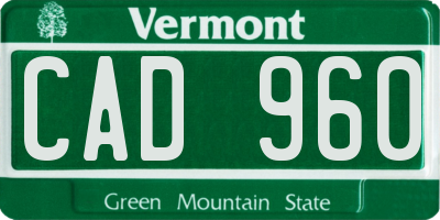 VT license plate CAD960