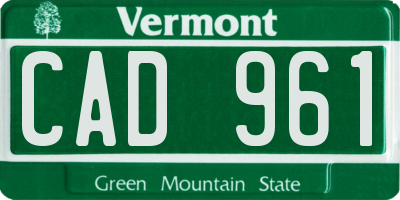 VT license plate CAD961