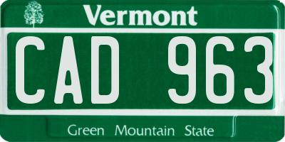 VT license plate CAD963