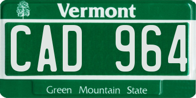 VT license plate CAD964